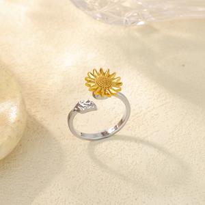 Nouvelle bague <span class=keywords><strong>anti</strong></span>-<span class=keywords><strong>stress</strong></span> et <span class=keywords><strong>anti</strong></span>-anxiété pour femme, en acier inoxydable plaqué or, motif géométrique rotatif, style européen et américain, très tendance - Product Image 3