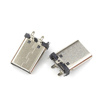 Connecteur femelle USB 3.1 Type-C 16 broches, simple rangée, sans trou, SMD, sur bande et bobine, boîtier tout cuivre et acier inoxydable pour PCB