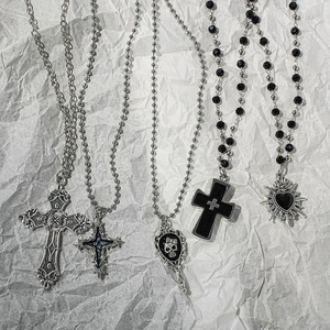 Collana con Ciondolo a Croce in Acciaio Inossidabile, Gioielli Hip Hop Punk, Collana Gotica Retrò a Cuore per Uomo e Donna - Product Image 3