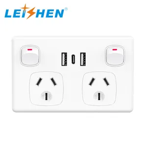 Double Power Point GPO Outlet 10A with USB A & C Charger 5V 3.6A switches and socket electric australian powerpoint with type c