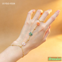 Gelang Cincin Rantai Jari Wanita Berlapis Emas 18k Anti Luntur, Model Bunga, Bahan Stainless Steel, Perhiasan untuk Hadiah Pesta, Produk Terlaris