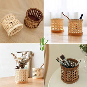 Handwoven Bamboo Rattan <b>Pen</b> <b>Holder</b>, Natural <b>Desk</b> Organizer <b>for</b> Office, Home Decor and Makeup Brush Storage - Product Image 5