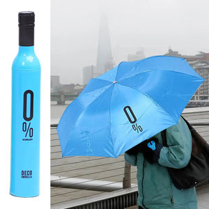 Mini parapluie de voyage pliable avec impression de logo personnalisé et pluie UV pour femmes hommes vêtements de pluie cadeaux parapluie bouteille de vin - Product Image 5