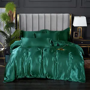 Ropa de cama popular suave agradable a la piel Hotel Airbnb dormitorio juego de cama de cuatro piezas funda de edredón