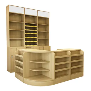 Comptoir de supermarché, modèle 2019, compteur d'argent, bureau à carreaux en bois pour les courses, à Angle Arc circulaire solide