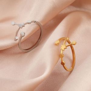 Anillos <span class=keywords><strong>del</strong></span> Zodiaco Myshape para Mujer, Anillos de Acero Inoxidable con Signos <span class=keywords><strong>del</strong></span> Horóscopo Aries y <span class=keywords><strong>Leo</strong></span>, Joyería Astronómica, Tendencia <span class=keywords><strong>2022</strong></span> - Product Image 2