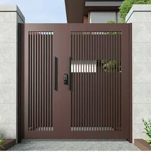 Son açık ana kapı tasarımları Modern özel Metal alüminyum otomatik salıncak kapısı ev alüminyum bahçe kapıları