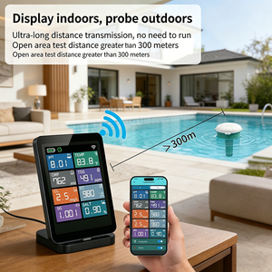 <span class=keywords><strong>Testeur</strong></span> d'eau de <span class=keywords><strong>piscine</strong></span> sans fil WiFi 8-en-1 flottant avec contrôle à distance via l'application Tuya pour pH, TDS, ORP, EC, <span class=keywords><strong>sel</strong></span>, CL, S.G, température, étanche IP67 - Product Image 1