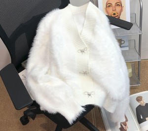 Logo personalizzato OEM & ODM maglione donna manica lunga capelli di visone comodo maglia rosa scollo a v cappotto da donna più spesso <span class=keywords><strong>caldo</strong></span> e largo <span class=keywords><strong>Cardigan</strong></span> - Product Image 4