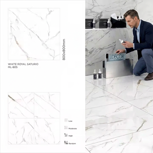 White Royal Satuario Double Charged Polished Porcelain Floor Tiles Premium Marble Design 80x80cm - Product Image 1