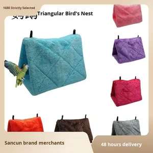 Kadife çevre dostu kapalı açık kuş yuva sıcak pazen hamak papağan Myna Starling için kış malzemeleri üçgen 0.5-1kg - Product Image 2