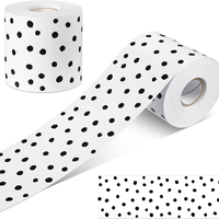 Bordure classique noire à pois sur fond blanc, rouleau de bordure DIY pour la décoration de salles de classe, chevalets pour enfants et cadres photo
