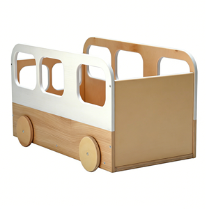 Organisateur de rangement pour jouets en bois rectangulaire moderne <span class=keywords><strong>sur</strong></span> roulettes, <span class=keywords><strong>coffre</strong></span> pour tout-petits avec grande capacité, bac à livres personnalisé blanc - Product Image 1