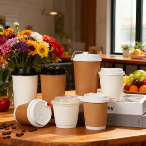 Vasos de Papel Kraft PLA Desechables Personalizados AT PACK de 4oz 8oz 12oz para Café Caliente, Café Helado, Helado, Vasos de 8oz 12oz 20oz - Product Image 1