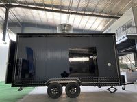 Camion alimentaire noir classique, grande boîte de 13 pieds, chariot de vente mobile en plein air pour barbecue, Taco, snack, remorque de cuisine