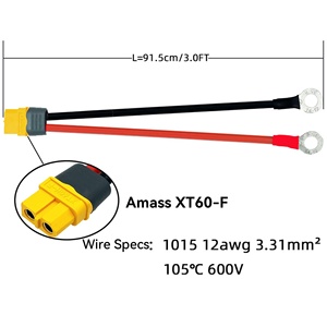 สายต่อขยายแบตเตอรี่ Amass XT60 XT60H แบบ O Ring Terminal M8 Lug Adapter สำหรับสถานีไฟฟ้าพกพา โมเดล RC อุปกรณ์อิเล็กทรอนิกส์ DIY - Product Image 4