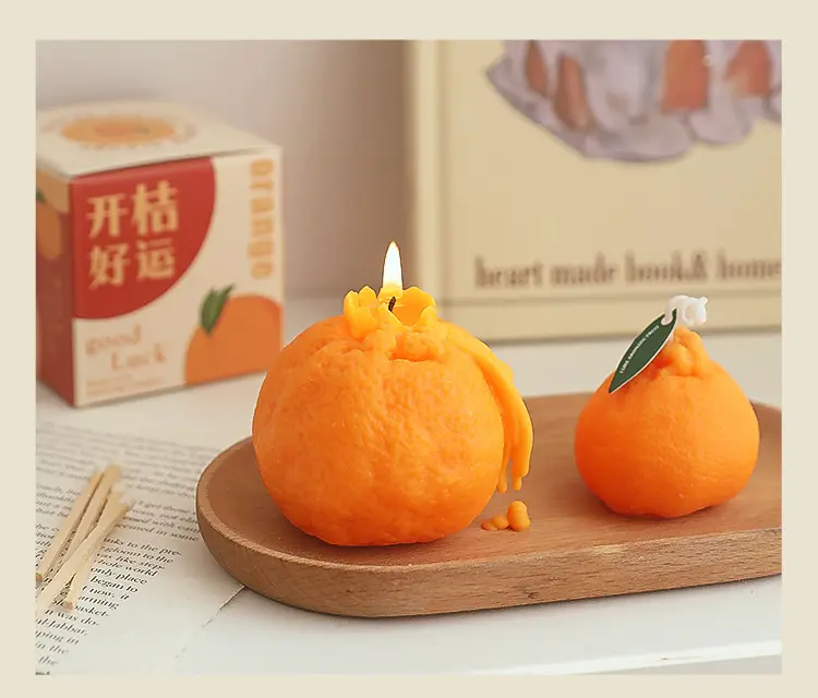 Candle Suppliers Fruit Shaped Candles Creative Ugly Orange Scented Candle for Home Decoration