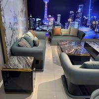 Ensemble de canapés de luxe italien au design chinois haut de gamme, en bois massif et cuir, mobilier assorti pour toute la maison, idéal pour le salon de villa