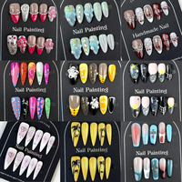 Fournitures pour salons de manucure : Faux ongles en gel souple à couverture complète, forme cercueil longue, motif floral 3D coloré, faits main, prix de gros
