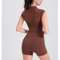 Ensemble de vêtements de yoga en maille sexy Ensemble de vêtements de yoga nus Ensemble de shorts de sport Peach Butt Lift
