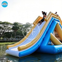 Glissière d'eau à double tyrolienne pour adulte, toboggan géant extérieur gonflable, jeux de cours de bstacle gonflables