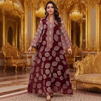 Gaun Cardigan Muslimah Elegan Bordir Payet Poliester Ukuran Besar untuk Wanita Timur Tengah Arab dengan Lengan Lonceng