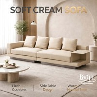 Canapé modulaire en cuir avec rangement latéral intégré, base en bois, accoudoirs larges, style moderne, pour salon