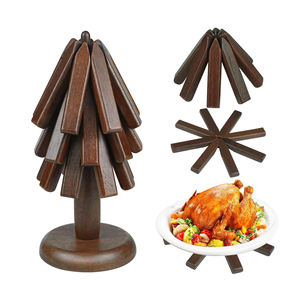 Juego <span class=keywords><strong>de</strong></span> 3 Posavasos <span class=keywords><strong>de</strong></span> Madera <span class=keywords><strong>de</strong></span> Nogal, Salvamanteles Plegables para Ollas Calientes, Tazones, Teteras, Decoración Navideña para el Hogar - Product Image 1