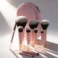Mini Kit Complet de 10 Pinceaux de Maquillage Plats Portables avec Étui – Poudre Libre, Fond de Teint, Fard à Joues, Fard à Paupières – Vente Transfrontalière