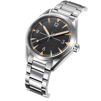 Nouvelle montre pour homme au design vintage, aiguilles lumineuses, boîtier et bracelet en acier inoxydable, montre-bracelet décontractée pour tous les jours, logo personnalisé