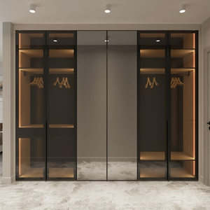 ตู้เสื้อผ้าประตูกระจก Moden ตู้เสื้อผ้าไม้แบบกำหนดเองสำหรับห้องนอนตู้เสื้อผ้า - Product Image 4