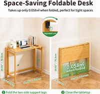 Bureau pliable en bambou pour gagner de la place, table d'écriture pliable pour petites pièces, appartement, bureau et chambre à coucher, bureau à domicile