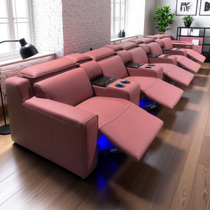 مسرح منزلي حديث مقطعي مع مسند رأس كهربائي ، أثاث غرفة معيشة من الجلد الحقيقي للفنادق - Product Image 6