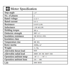 มอเตอร์ Samsr High Torque NEMA42 28Nm ขนาด 110 มม. รุ่น SS4204A80A 8A รับน้ำหนักมาก 2 เฟส 42 มอเตอร์สเต็ปปิ้ง - Product Image 1