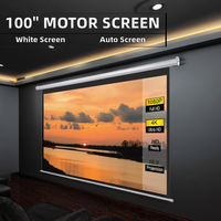 Écran de projection électrique motorisé Seeball 100 pouces blanc mat, fixation murale, portable, home cinéma 16:9, longue portée, vente chaude