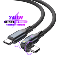 Câble de charge et de données Type-C 240W |   Câble de charge pour téléphone avec rotation à 540 degrés, charge super rapide 5A