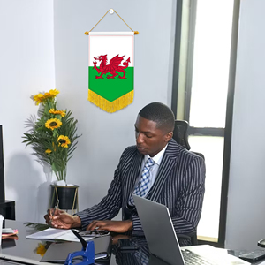 ธงชาติเวลส์ขนาดเล็ก 20x30 ซม. สำหรับตกแต่งผนัง ของตกแต่งขนาดเล็ก แบบแขวน พิมพ์ลายดิจิทัล วัสดุผ้าซาติน ขายส่ง - Product Image 4