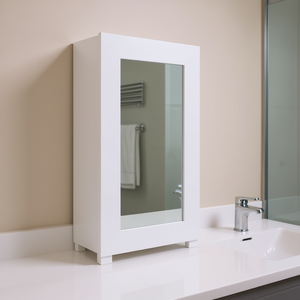 Armoire à pharmacie Kiana 25,70 po de hauteur avec miroir encadré blanc, rangement de salle de bain, design rectangulaire contemporain - Product Image 2