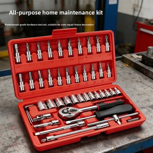 Juego de Llaves de Trinquete de Acero al Carbono de 46 Piezas, Caja de Herramientas Combinada de Grado Industrial, Garantía de 3 Años, para Motocicleta, Hogar y Automóvil - Product Image 2