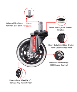 <span class=keywords><strong>Ruedas</strong></span> de Repuesto para <span class=keywords><strong>Silla</strong></span> de Oficina de 76 mm, Diseño Moderno y Silencioso, de Poliuretano Negro, para Muebles, Escuela y Hogar - Product Image 6