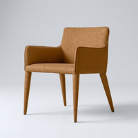 Fauteuil de salle à manger en cuir avec accoudoirs, OEM ODM, personnalisable, style nordique moderne, chaise de salle à manger de luxe rembourrée en tissu