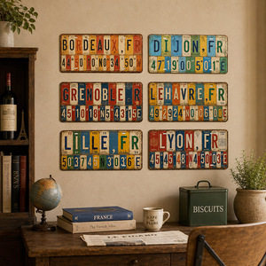 Plaque Métallique Vintage France Ville, Panneau en Étain Rustique Rétro, Décoration Murale Style Ancien pour Bar et <span class=keywords><strong>Garage</strong></span> - Product Image 3