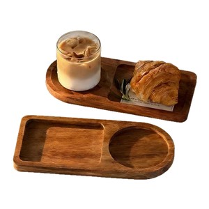 Wooden Serving <b>Tray</b> With Cup Holder And Compartment For Coffee <b>Tea</b> Dessert Breakfast Hotel Use - Product Image 1