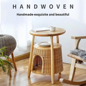 Style <span class=keywords><strong>scandinave</strong></span> bois massif indonésie rotin canapé japonais table d'appoint <span class=keywords><strong>petite</strong></span> table basse chat maison chat chenil chien maison - Product Image 2