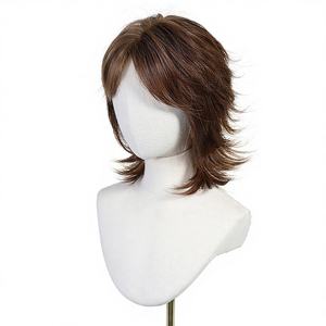 วิกผมสั้นสีน้ำตาลออมเบรแบบเลเยอร์สำหรับผู้หญิง ขายส่ง วิกผมสังเคราะห์แบบเต็มศีรษะ ผลิตด้วยเครื่องจักร ทนความร้อน ดูเป็นธรรมชาติ ฟูสวย - Product Image 2