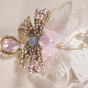 Hot Selling Pearl Lace Butterfly Heavy <b>Industry</b> Loose Beads Crystal Zircon Bow Nepalese Beads Handmade Mobile Phone <b>Chain</b> Beaded - Product Image 5