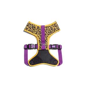 สายรัดอกแบบตาข่ายปรับได้สำหรับสุนัขพร้อมขอบสีม่วงและลายเสือดาว - Product Image 2