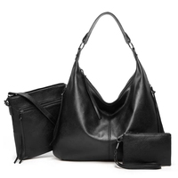 Nouvelle Collection : Ensemble 3 Pièces Vintage en PU Résistant à l'Eau – Sac Fourre-tout, Sac Bandoulière Hobo et Portefeuille pour Femme