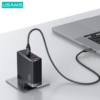 USAMS UM Series CC171 UK T53 140W ACC GaN Pengisi Daya Cepat dengan SJ581 Type-c 240W PD3.1 Kabel Pengisian Cepat untuk Iphone 11 12 13 Ipad