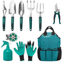 Ensemble d'outils de jardinage en acier inoxydable avec manche en bois, fourche, truelle et cultivateur pour la maison, le jardin et les plantes en pot